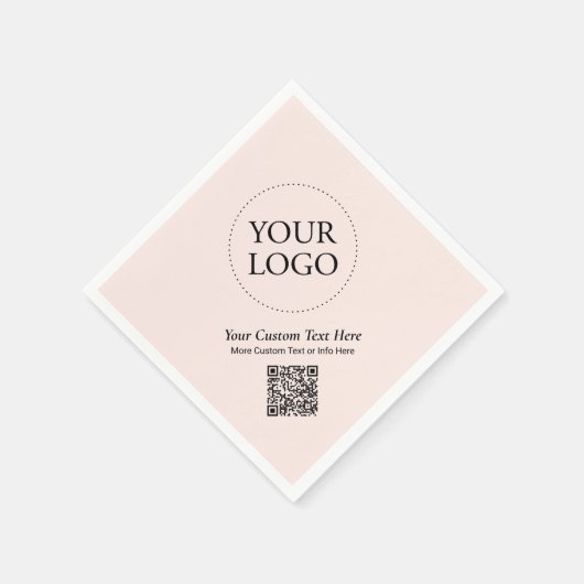 Eenvoudige Blush Roze Custom Business Logo QR Code Servet (Hoek)