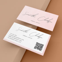 Eenvoudige Blush Roze handgeschreven QR-code voor