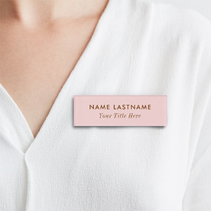 Eenvoudige Blush Roze Moderne Meisjesachtige Paste Naambadge