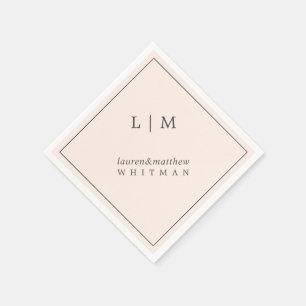 Eenvoudige Blush Roze Monogram Elegante Trouwdag Servet