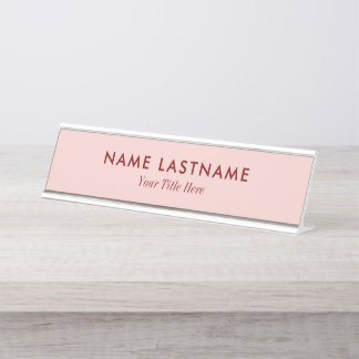 Eenvoudige Blush Roze Pastel Lichte Naam Titel Bur Bureau Naambordje
