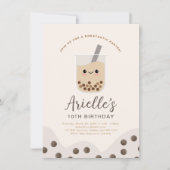 Eenvoudige Boba Bubble Milk Tea Birthday Kaart (Voorkant)