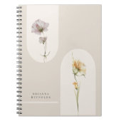 Eenvoudige Bogen Boho Wildflowers op Neutral Beige Notitieboek (Voorkant)