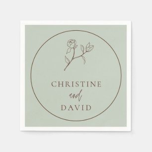 Eenvoudige Boheemse bruiloft Bloemen Salie Groen Servet