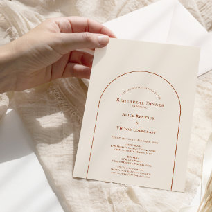 Eenvoudige Boho Arch Ivory Wedding Rehearsal Kaart