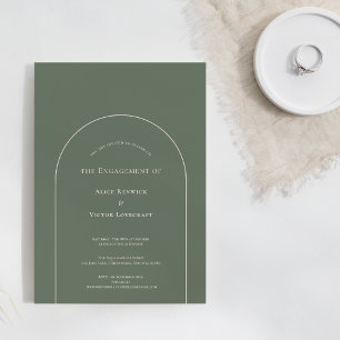 Eenvoudige Boho Arch Sage Green Engagement Party Kaart