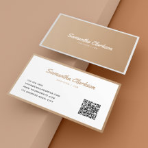 Eenvoudige Boho Beige Border Script Typografie QR