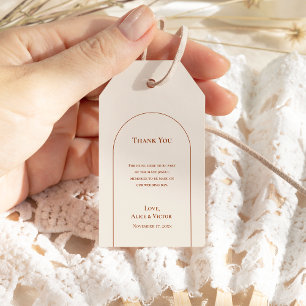 Eenvoudige Boho Boog Ivoor Trouw Dank Je Cadeaulabel