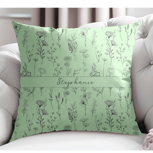 Eenvoudige Boho Botanische Patroon Mint Groen Kussen