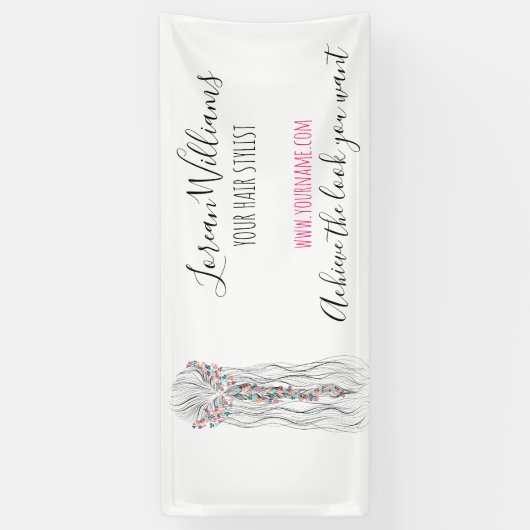 Eenvoudige Boho bruiloft haar stylist romantische Spandoek (Verticaal)