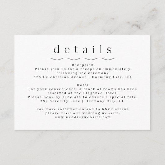 Eenvoudige Boho bruiloft informatie details Kaart (Voorkant)