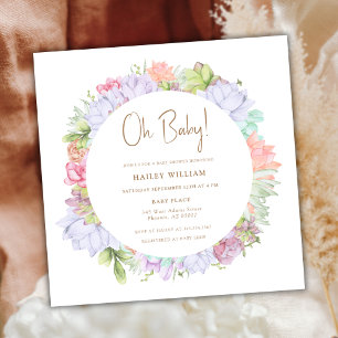 Eenvoudige Boho Cactus Desert Oh Baby shower Kaart