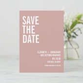 Eenvoudige Boho Dusty Roos Typografie Save the Dat Kaart (Staand voorkant)