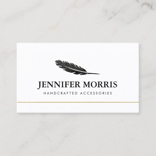 Eenvoudige Boho Feather Sieraden Ontwerper Kunsten Visitekaartje (Voorkant)