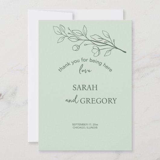 Eenvoudige Boho Floral Dank je kaart (Voorkant)