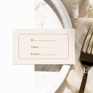 Eenvoudige Boho Ivory Wedding Entree Choice Flat Plaatskaartje