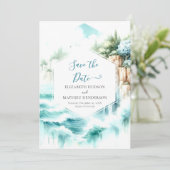 Eenvoudige Boho Nautical Wedding Save The Date (Staand voorkant)