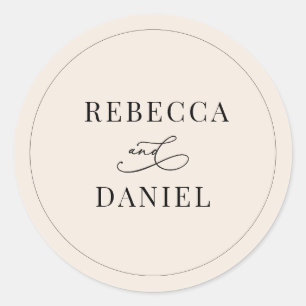 Eenvoudige Boho Neutral Blush Personalized Weddens Ronde Sticker