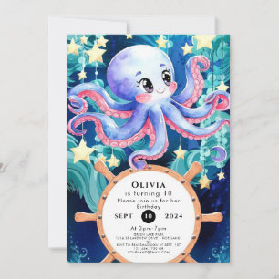 Eenvoudige Boho Octopus Verjaardag Kaart