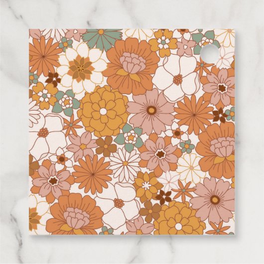 Eenvoudige Boho Retro Bloemen Vrijgezellenfeest Aa Bedankjes Labels (Achterkant)