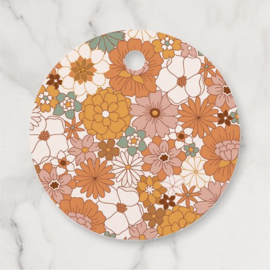 Eenvoudige Boho Retro Bloemen Vrijgezellenfeest Aa Bedankjes Labels (Achterkant)