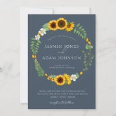 Eenvoudige Boho Royal Blue weelde zonnebloemen bru Kaart (Voorkant)