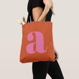 Eenvoudige Boho Roze Oranje Krachtige Monogram Ini Draagtas