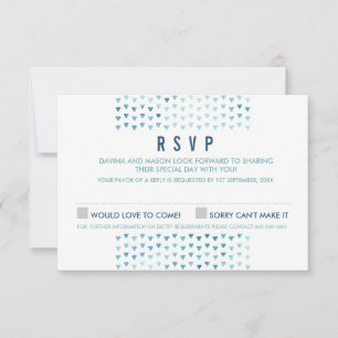EENVOUDIGE BOHO RSVP modern driehoekpatroon blauw Kaartje