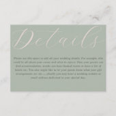 Eenvoudige Boho Sage Green Wedding Details Informatiekaartje (Voorkant)