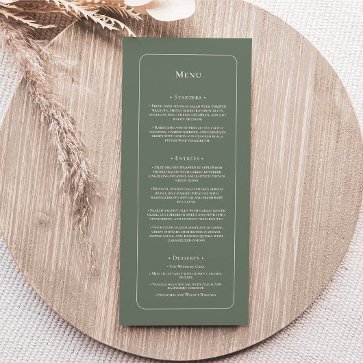 Eenvoudige Boho Sage Green Wedding Flat Menu