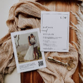 Eenvoudige boho script foto QR code bruiloft Kaart
