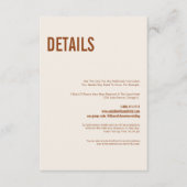 Eenvoudige Boho Terracotta Typography Weddenschap  Informatiekaartje (Voorkant)