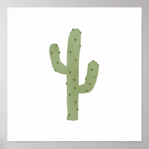 Eenvoudige Boho Waterverf Green Cactus Poster