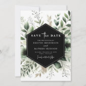 Eenvoudige Boho Waterverf Sage Green Wedding Save The Date (Voorkant)