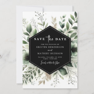 Eenvoudige Boho Waterverf Sage Green Wedding Save The Date