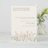 Eenvoudige Boho Wilde Bloem Beige Trouw Uitnodigin Kaart (Staand voorkant)
