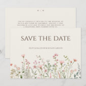 Eenvoudige Boho Wilde Bloem Bewaar De Datum Trouwk Save The Date (Voorkant / Achterkant)
