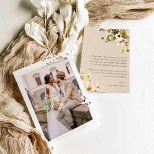 Eenvoudige Boho Wilde Bloemen   Foto Trouw Dankjew Bedankkaart