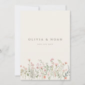 Eenvoudige Boho Wildflower Bewaar de datum Bruilof Aankondiging (Voorkant)
