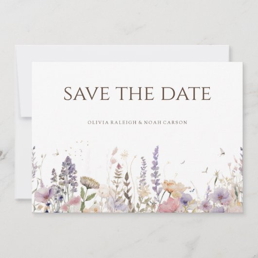 Eenvoudige Boho Wildflower Bewaar de datum Bruilof Save The Date (Voorkant)
