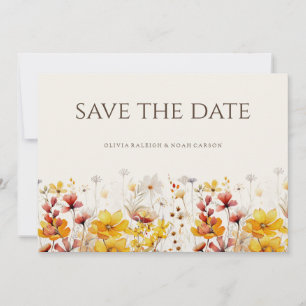 Eenvoudige Boho Wildflower Bewaar de datum Bruilof Save The Date