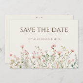 Eenvoudige Boho Wildflower Bewaar de datum Bruilof Save The Date (Voorkant / Achterkant)