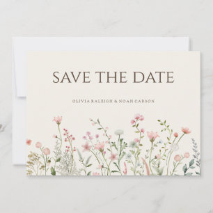Eenvoudige Boho Wildflower Bewaar de datum Bruilof Save The Date