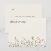 Eenvoudige Boho Wildflower Bruidsmeisje voorstel K Save The Date (Voorkant / Achterkant)