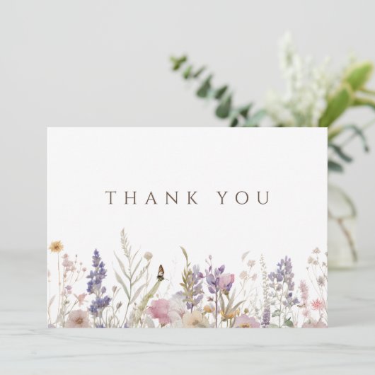 Eenvoudige Boho Wildflower White bedankje Bedankkaart