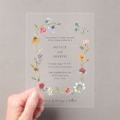 Eenvoudige Boho Wildflowers Krans | Bruiloft Acryl Uitnodigingen (Insitu (Draagbaar))