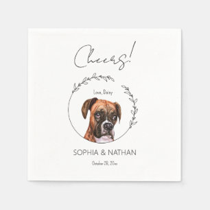 Eenvoudige bokser hond bruiloft cocktail servet