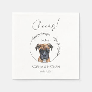 Eenvoudige bokser hond bruiloft cocktail servet