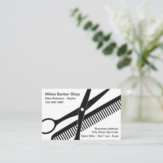 Eenvoudige Bold Modern Barber Shop Visitekaartje (Staand voorkant)
