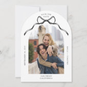 Eenvoudige Boog Foto Black Bow Wedding Save the Da Kaart (Voorkant)